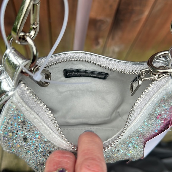 Betsey Johnson Silver Diva Rhinestone Micro Silver Pouch - Picture 3 of 15